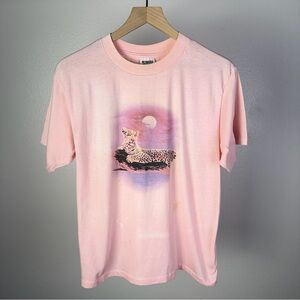 Vintage 80’s Leopard Cheetah USA Single Stitch Sunbelt Distressed T Shirt Medium